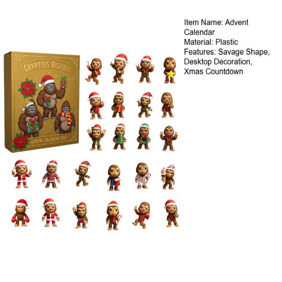 Christmas Savage Advent Calendar Cartoon Wild Man Figurine Xmas Countdown Calendar Home Office Desktop Ornament