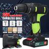 3/8' Cordless Electric Impact Drill Driver Screwdriver + 2 Li-Ion Battery New 195mm*200mm