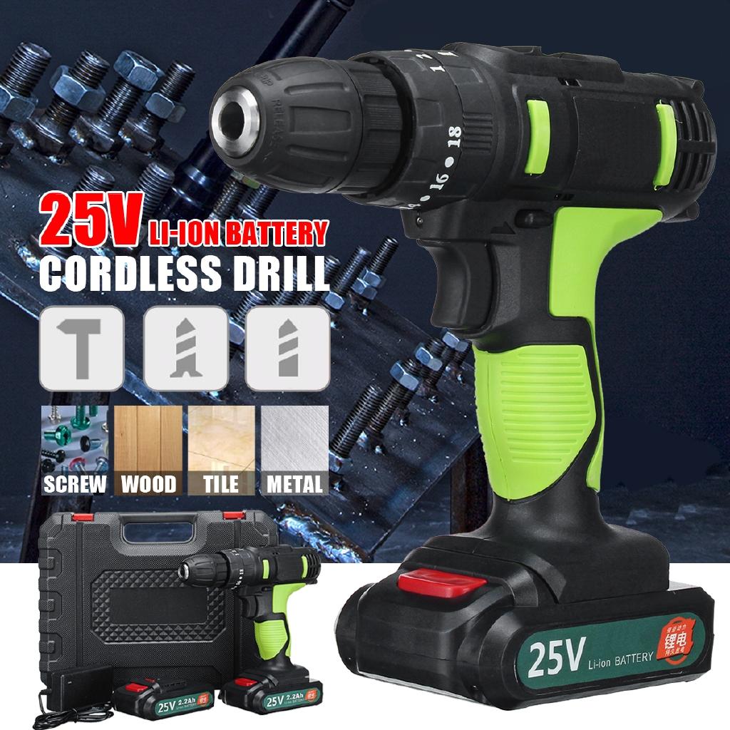 3/8' Cordless Electric Impact Drill Driver Screwdriver + 2 Li-Ion Battery New 195mm*200mm
