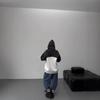 Splicing contrasting color design hooded pullover sweater women lazy drape loose top women