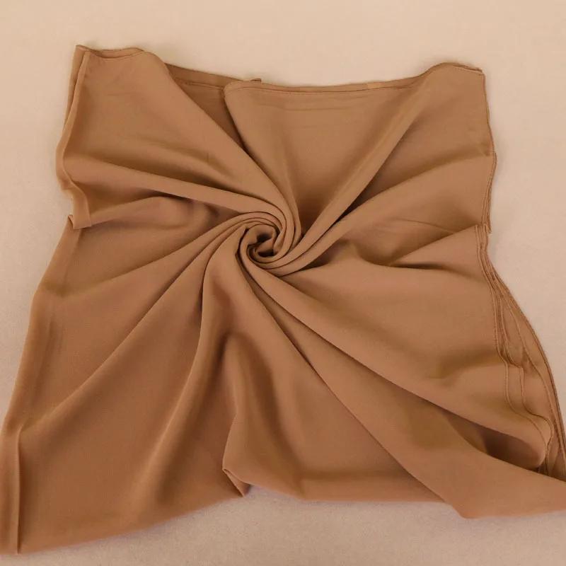 Gładki Kolor Kwadratowy Chwost Wiskozowy Szal Szalik Kobiety Owinąć i Szale Paszmina Muzułmański Hidżab Echarpe Foulard 110*110Cm