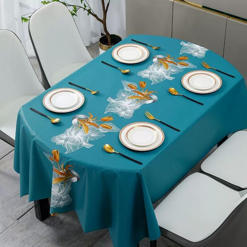 Fresh Flower Oval Pvc Table Cloths Plant Geometric Waterproof Oil -Proof Easy To Clean Coffee Dinning Tablecloth Decor