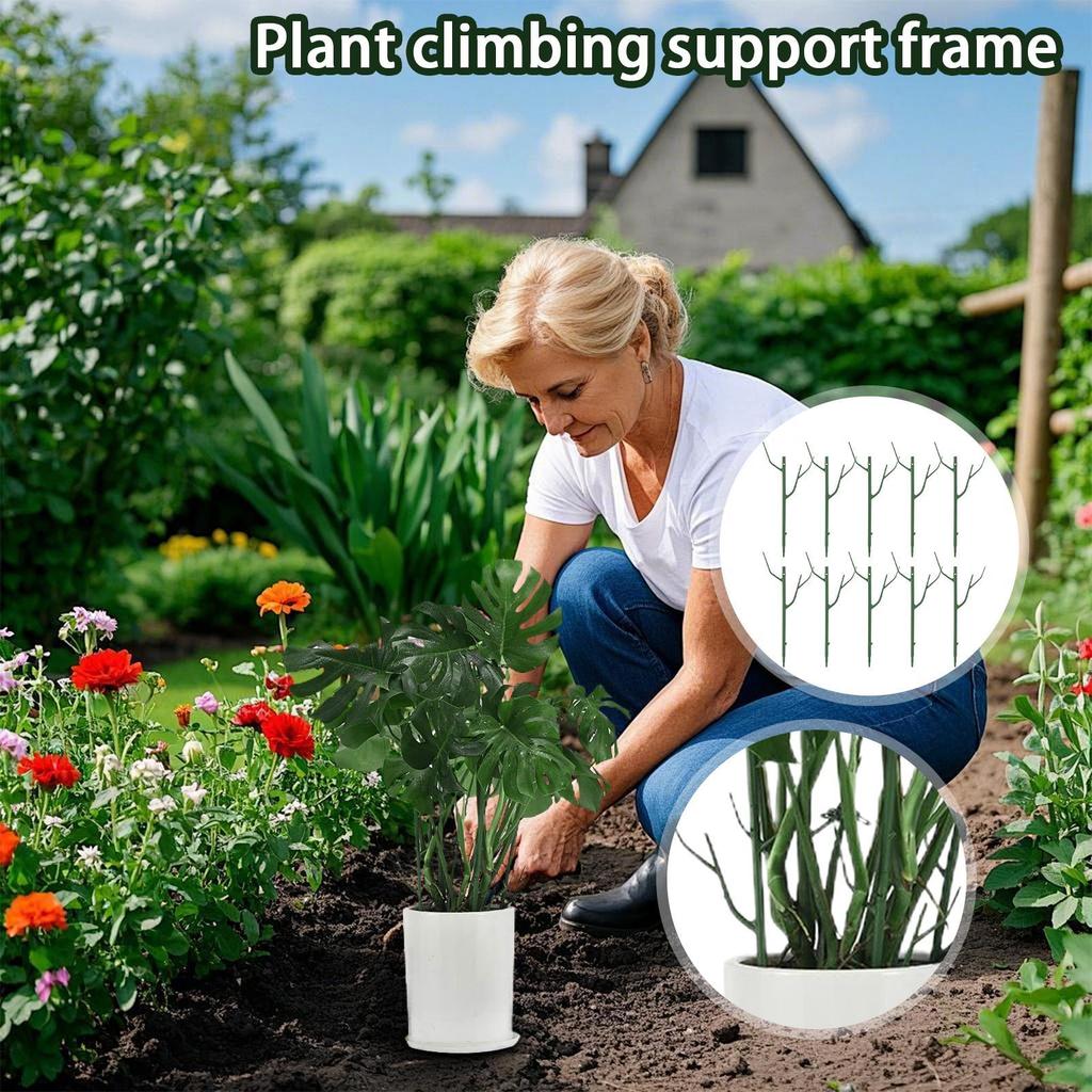 10 Stück Zweig Pflanzenstützhalter Baumast Pflanzenstäbe Abnehmbares Rankgitter für Garten Topfblume Moosstab