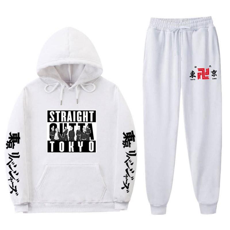 Mens Streetwear Hooded Sweatshirt Set Loose Fit Winter Warm Fleece Lined Casual Tracksuit