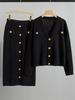 European & American Fragrance-Style Cardigan Sweater & Pencil Skirt Knitwear Set for Women - Spring & Autumn