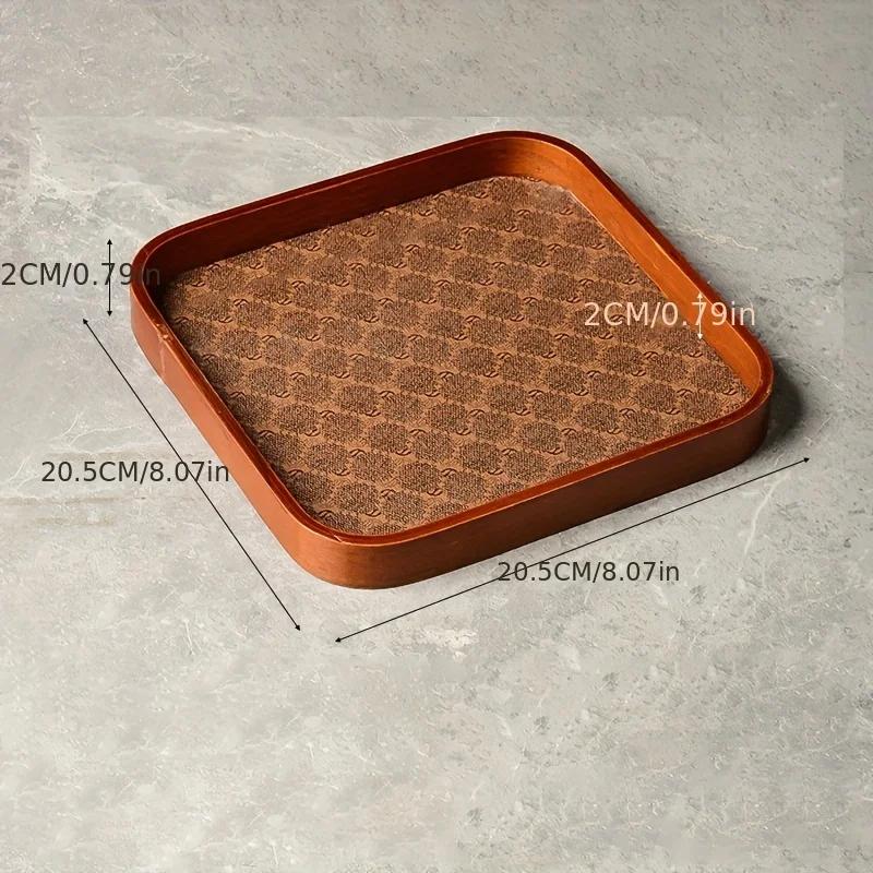 Elegant Wooden Desktop Organizer Tray Faux Leather Lining for Jewelry, Keys & Tea Storage Trays Home Decor, Jewelry Trays