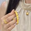 Retro Chinese High-Value Gold Silk Brocade Four-Leaf Flower Bracelet Ring Necklace Ancient Light Luxury Exquisite Set