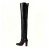 Krazing Pot Rindsleder Herbst Winter Schuhe Dünne Hohe Absätze Markenschuhe Große Größe 45 Größe 44 Größe 46 Damen Warm Halten Over-the-Knee Stiefel