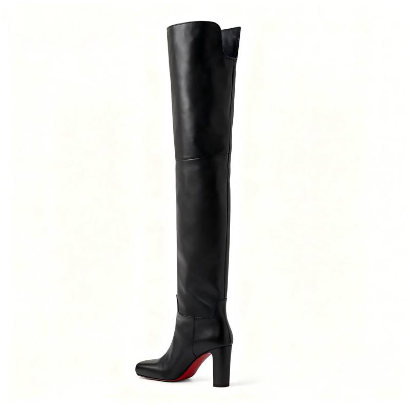 Krazing Pot Rindsleder Herbst Winter Schuhe Dünne Hohe Absätze Markenschuhe Große Größe 45 Größe 44 Größe 46 Damen Warm Halten Over-the-Knee Stiefel