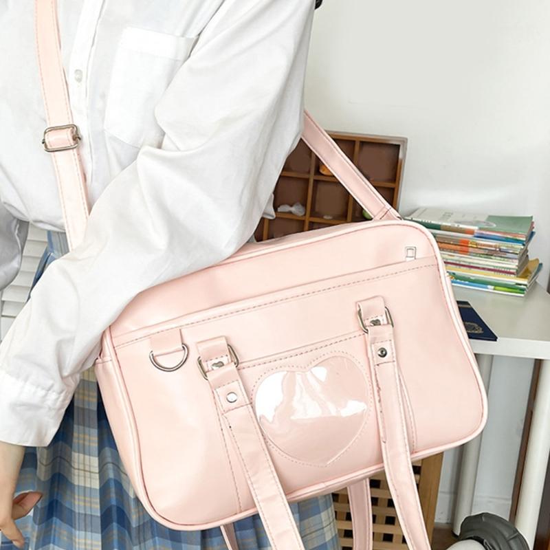 Women Ita Bag Heart Shoulder Bag Large Capacity Messengers Bag Fashion Handbag Purse Crossbody Bag Japanese School Bag