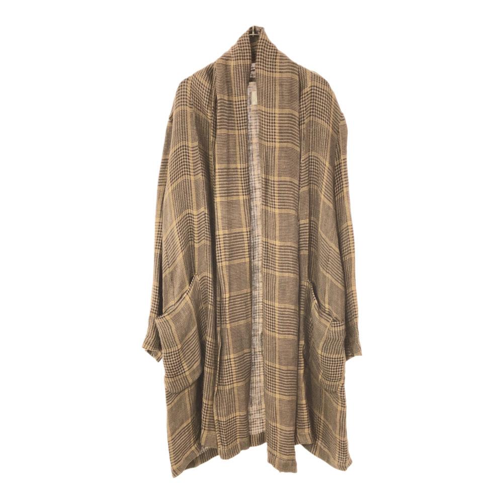 TROVE Made In Japan Glen Check Linen Gown Coat 2 Brown Men's Used