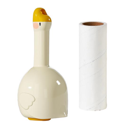 Lint Roller Strong Adhesion Big White Goose Shape Pet Hair Dust Debris Pet Hair Cleaning Roller with Dust-Proof Cover Cleaning Tool