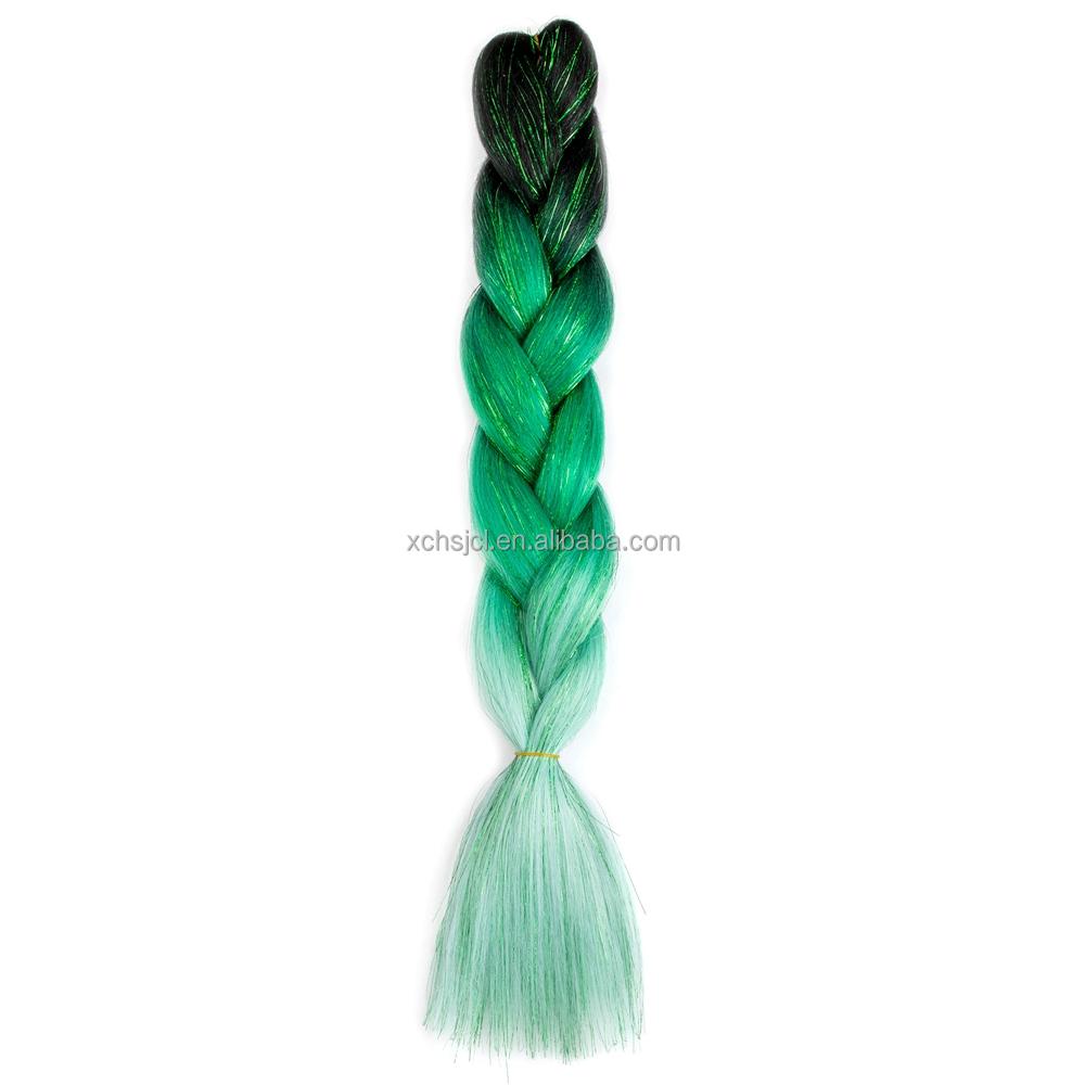 Customized Soft Heat Resistant Fiber Festival Ombre Pure 2 3 4 5 Tone Color Tinsel Glitter Jumbo Braiids