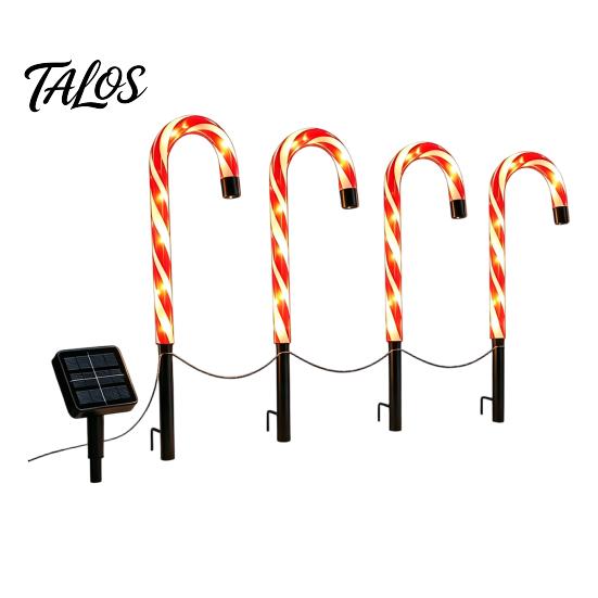 Weatherproof Winter Outdoor Lights 4Pcs Solar Candy Cane Pathway Lights, Christmas Stake Waterproof Decorative Lawn Lamps Garden for Yard Patio