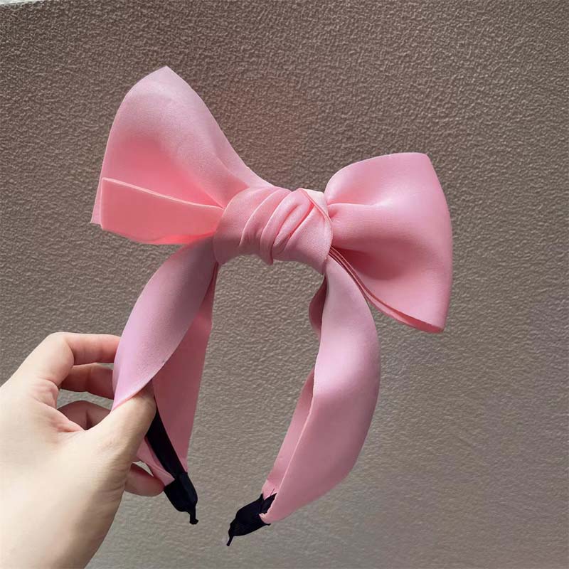 New Arrival Rose Red Big Bowknot Headband Hair Hoop For Women Korean Solid Color Wide Hair Band Bezel Hair Accessories