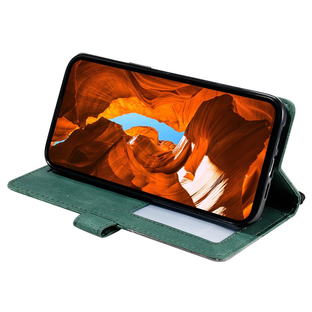 For Samsung Galaxy A06 4G Case Imprinted Lines PU Leather Splicing Wallet Phone Cover