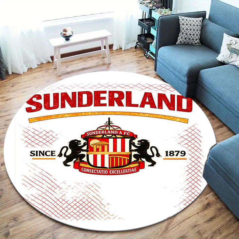 Sunderland Association Football Club Runder Teppich, Teppich für Wohnzimmer Schlafzimmer Sofa Spielzimmer Dekoration, Rutschfeste Fußmatte