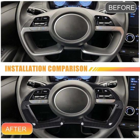 3X Kohlefaser Lenkradrahmen Dekor Abdeckung Zierleiste Für Hyundai Santa Cruz 22+