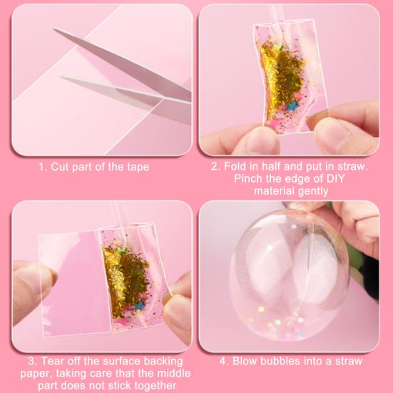 Nano-Klebeband-Blasen-Set mit Glitzerperlen DIY Stressabbau Spielzeug-Set für Kinder Erwachsene Kreatives Blasenmacher-Bastelset für Partygeschenke Entspannung