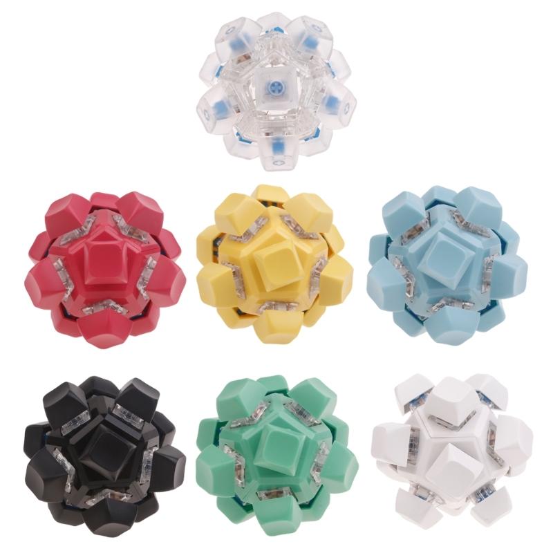 12 Sided RubiksCubes Mechanical Keyboard Switches Keychain Light Up Switches Tester Kit Decompression Relaxation Toys