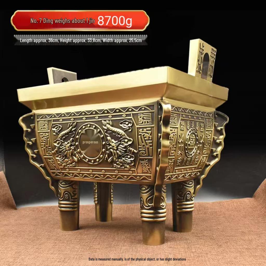Brass and Copper Double Dragon Ding: Decorative Office & Home Ornament