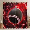 Honeycomb Hexagonal Fluorescent Print Curtains Football Baseball Basketball Curtains for Sports Boys Bedroom Blinds Window 2PCS