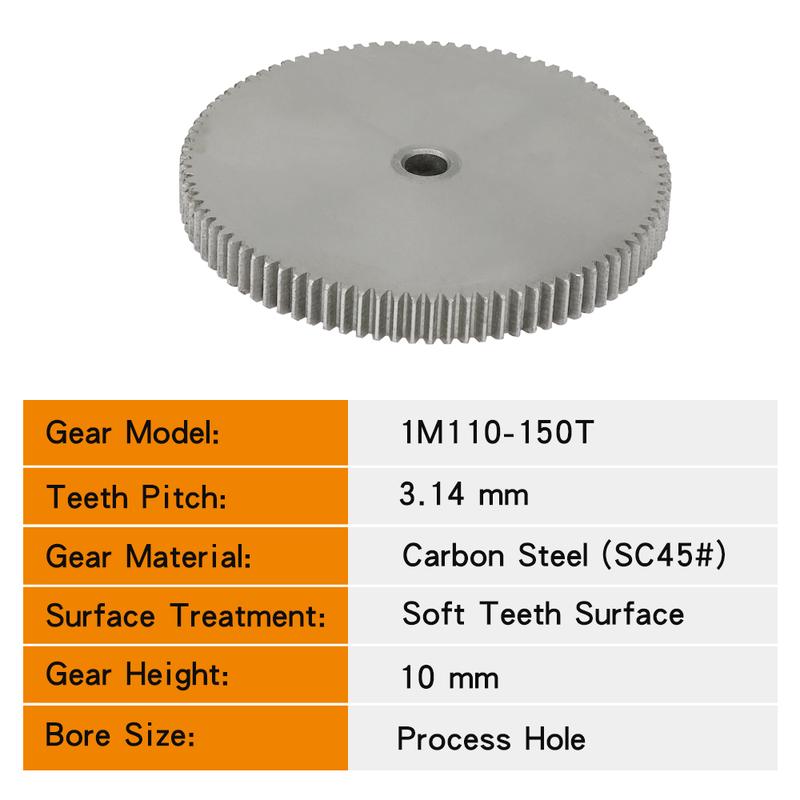 Flat Gear 1M-110/115/116/120/125/130/140/150T SC45# Carbon Steel Soft Teeth Surface Gear Wheel For Transmission Parts