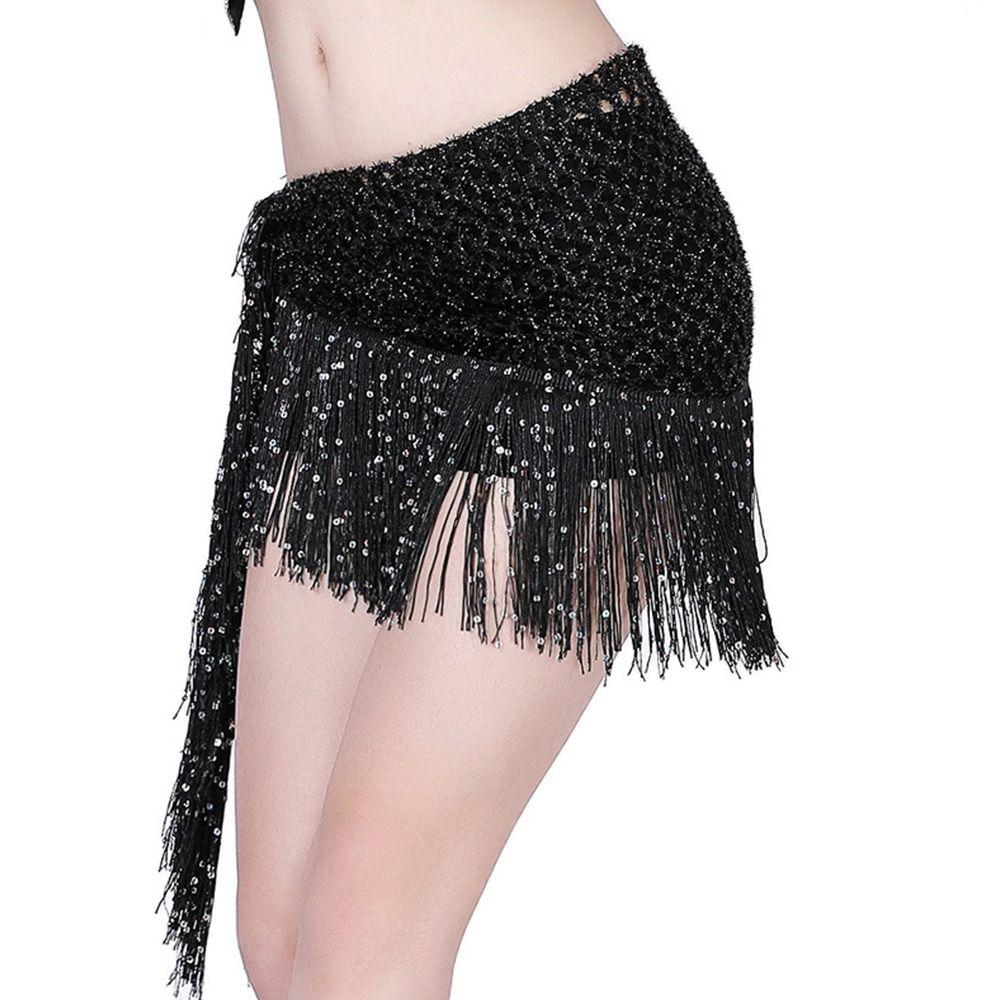 Glitter Fringe Triangle Belly Dance Hip Scarf Sequins Tassel Wrap Belt Triangle Hip Scarf Hip Scarf Waist Wrap Scarf