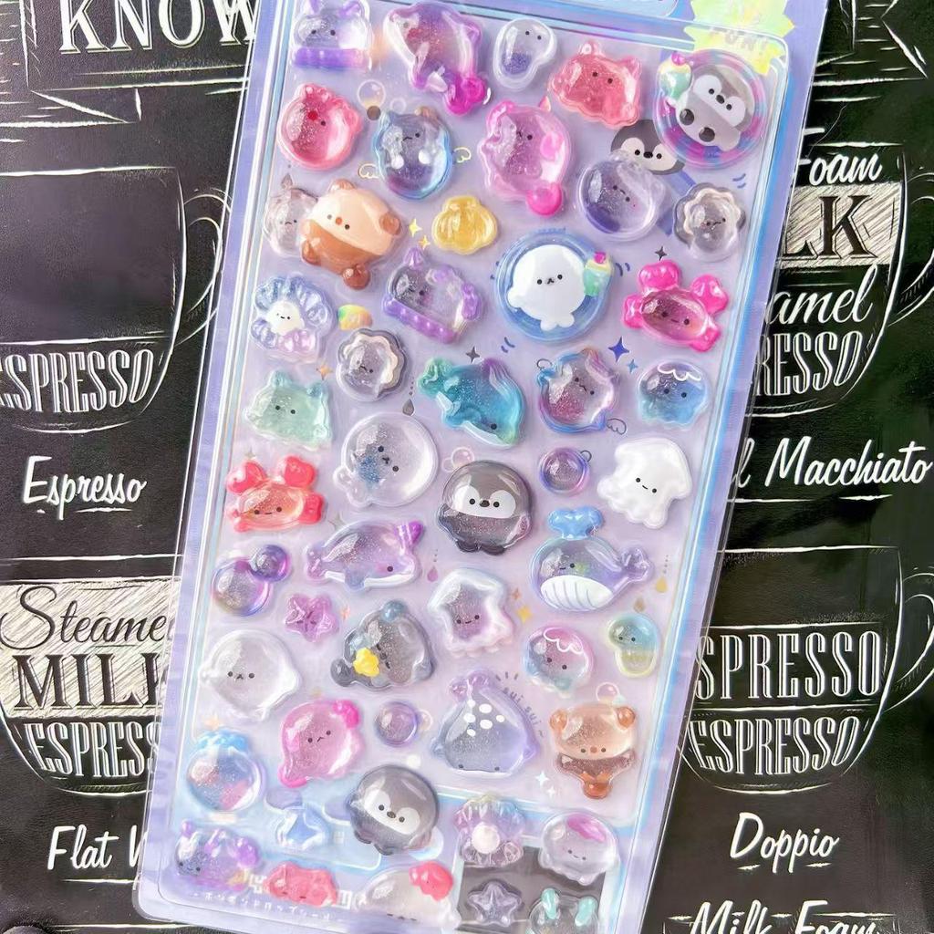 3D Crystal Diamond Cartoon Stickers for Kids - Cute, Decorative & Embossed for Girls