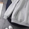 Damen Verdicktes Lockeres Kapuzensweatshirt Einfarbiges Pullover-Oberteil