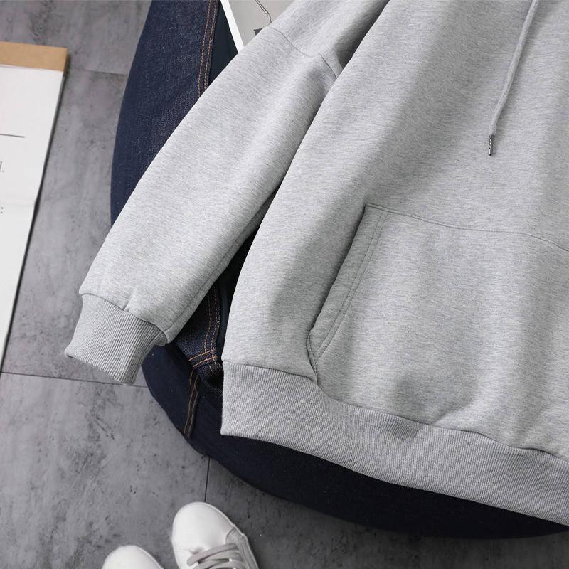 Damen Verdicktes Lockeres Kapuzensweatshirt Einfarbiges Pullover-Oberteil