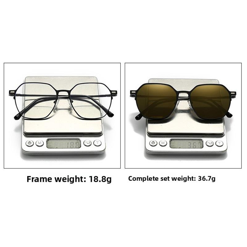 3 In 1 Sunglasses Magnetic Glasses Paired Prescription Polarized Clips Night Vision Goggles Nearsighted Irregular Metal