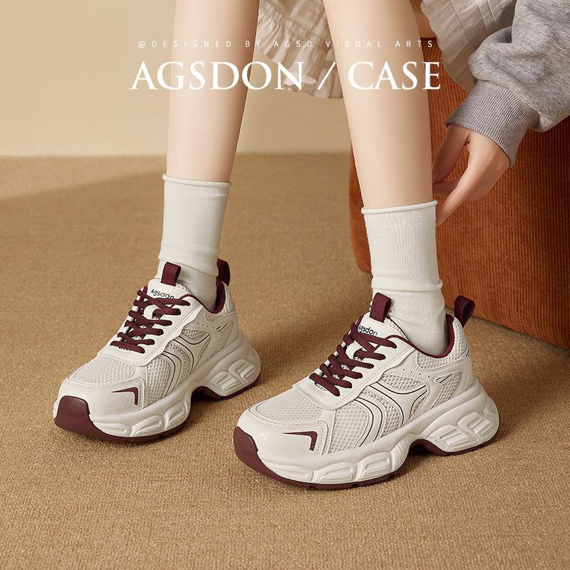 Augustine platform dad shoes women's spring 2025 new white lightweight casual shoes show feet small sports shoes