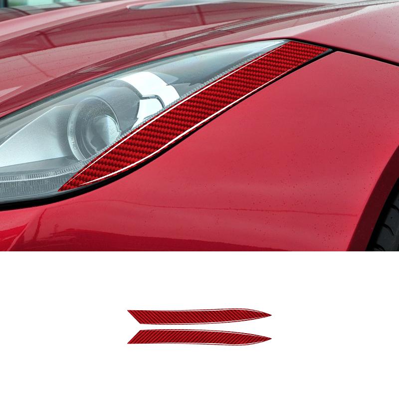 2PCS Real Carbon Fiber Car Front Head Lamp Eyebrow Decoration Sticker For Jaguar F-Type 2013-2022 Car Exterior Accessories