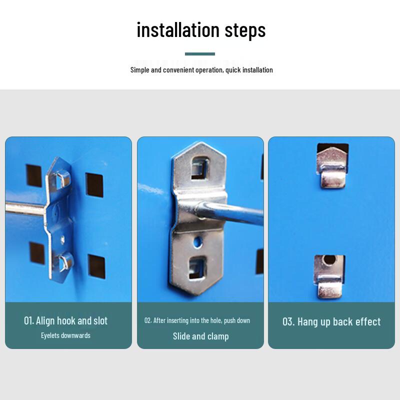 Multi-functional Single Straight Tool Hooks for Workshop Racks