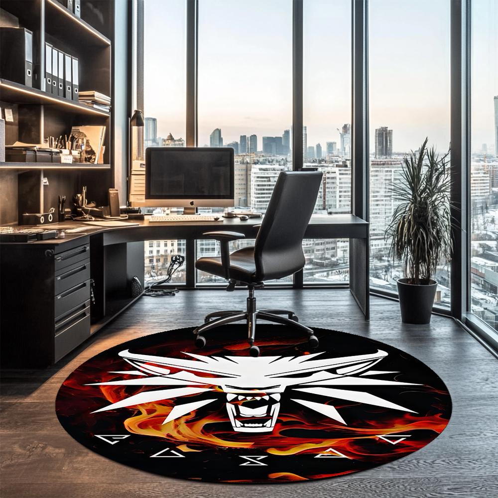 The Witcher Printed Round Rug Carpet Chair Rug Area Rug Entryway Doormats,for Office Chair Living Room Bedroom Kitchen Room.