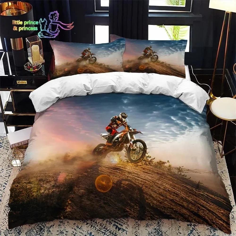 Motorradfahrer 3D Bettbezug Bettwäscheset Bettdecke Leinen Kissenbezüge Heimdeko Einzel Doppel Twin King Queen