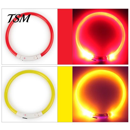 LED Dog Collar Rechargeable Luminous USB Charging Necklace Puppy Light Up for Outdoor Pet