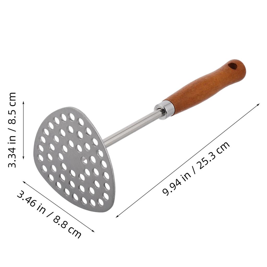 Professional Stainless Steel Potato Masher Ergonomic Wood Handle Mashing Potatoes Vegetables Fruits Effortless Smooth Results