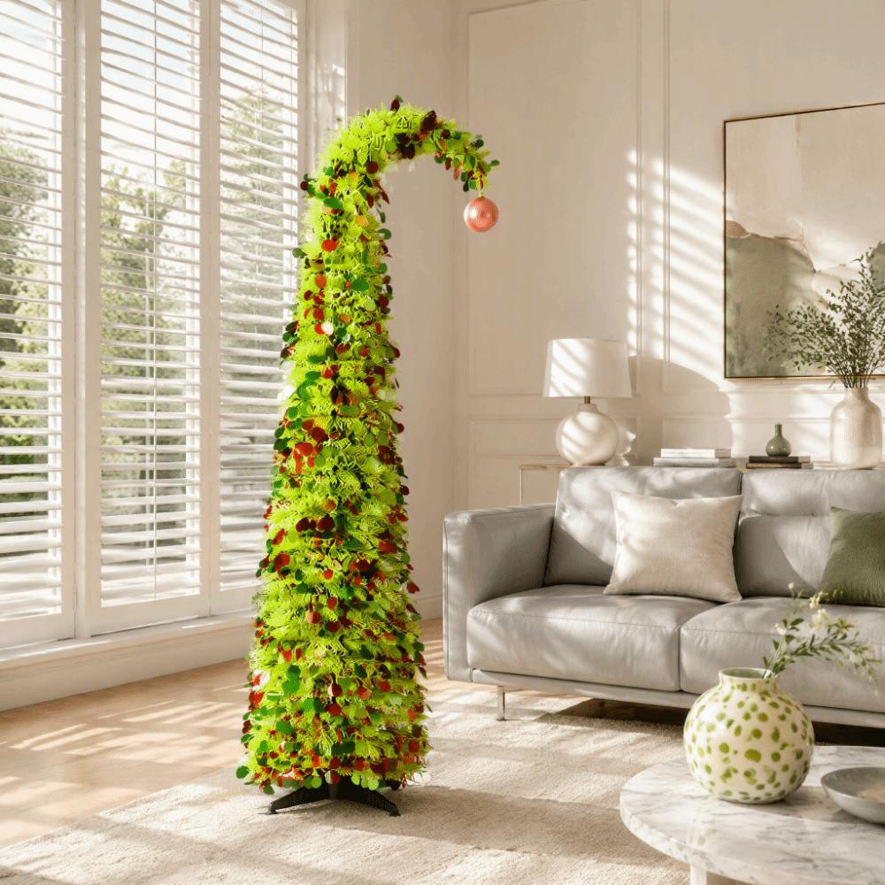 PE Material Collapsible Christmas Tree Bent Neck Collapsible Artificial Christmas Tree 1.5M/1.8M Dotted Pattern