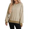 Women's Long Sleeve Striped Neck Sweatshirt, Casual Loose Fit Pullover