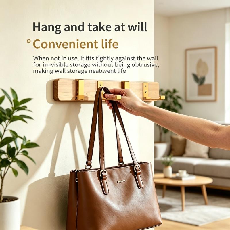 Entryway Home Wall Hook 3 Pack, Fold Down Hanging Hook Set with Metal Finish for Clothes Hats Bags and Daily Gear