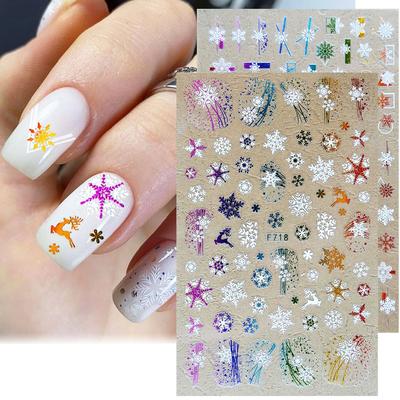Winter UV Gel Transfer Decals 3D Nail Stickers Christmas Snowflakes