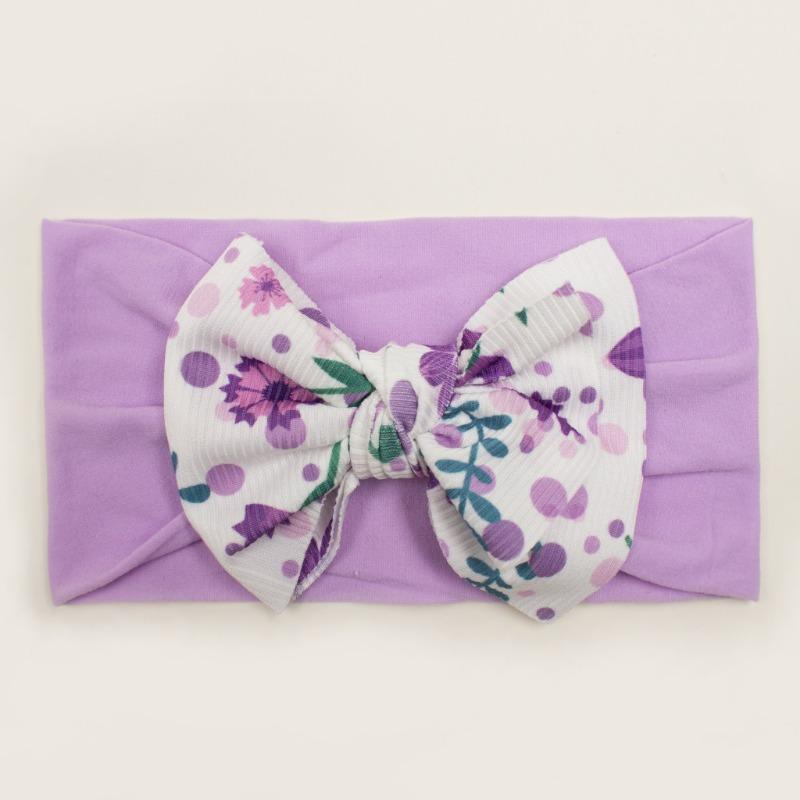 New twill print bow children's headband, summer thin solid color baby hair accessories, girls headscarf