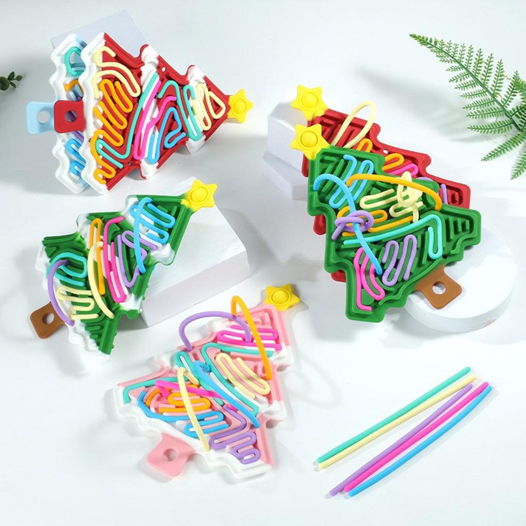 Colorful Sticks Christmas Tree Shape Pad Toy for Calming Stress Anxiety Christmas Gift with Sticks Toy Sensory Toy