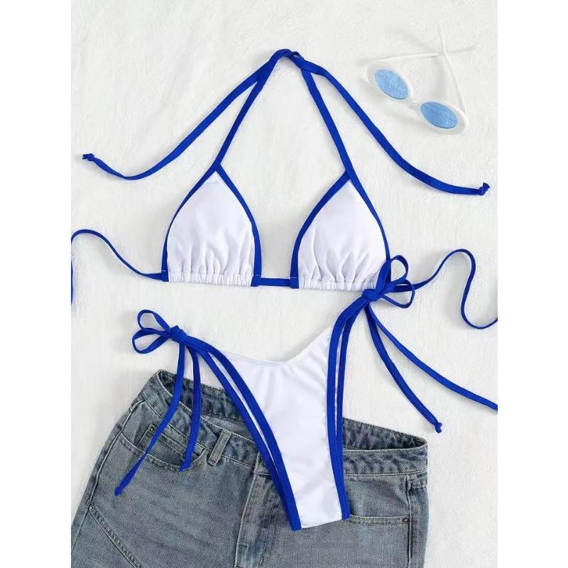 Bikini Sexy con Lacci Colore a Contrasto Set Costume da Bagno da Donna Diviso Bikini da Spiaggia 2026 Nuovo Bikini Senza Schiena per Tutte le Stagioni Set 2 Pezzi
