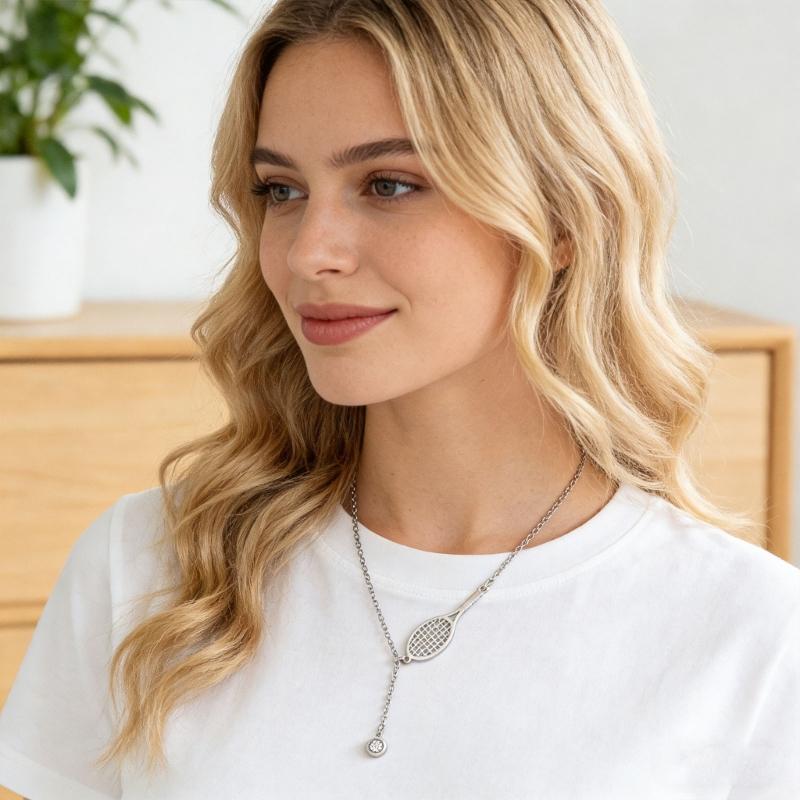 Fashionable Tennis Racket Pendant Necklace Portable And Sturdy For Everyday Wear