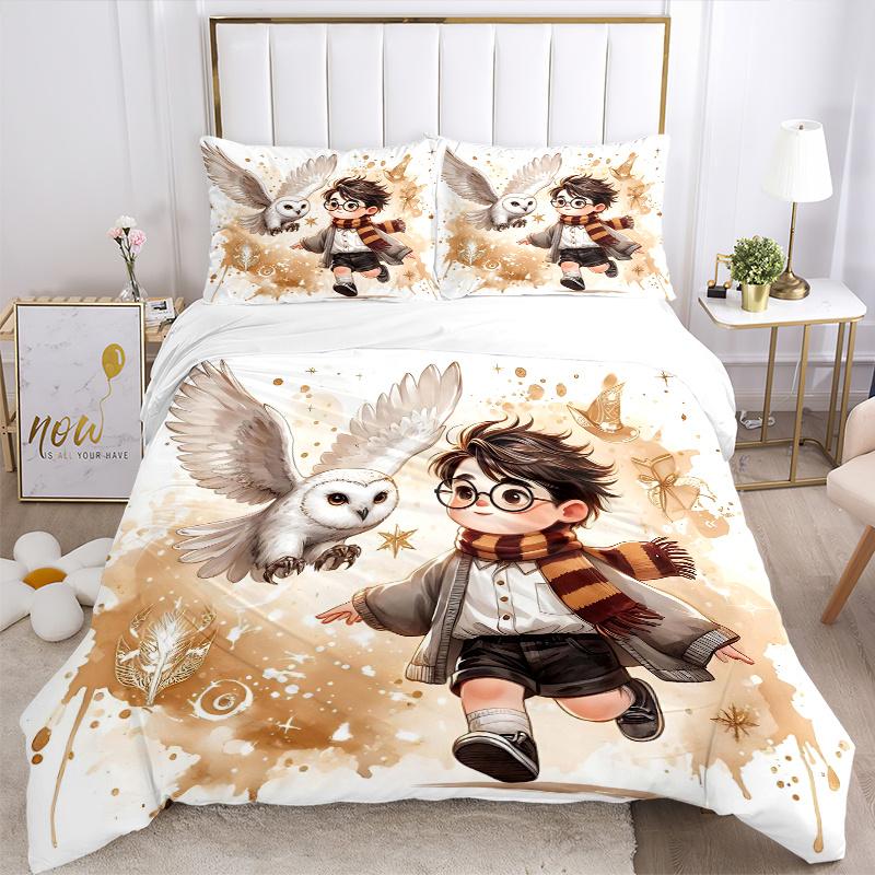3pcs Lively Harry Potter Bedding Set - Includes Quilt Cover and Pillowcases, Suitable for All Seasons L061