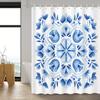 Blue Floral Waterproof Shower Curtain, 100% Polyester, Machine Washable, Grommet Top,  Hotel & Apartment
