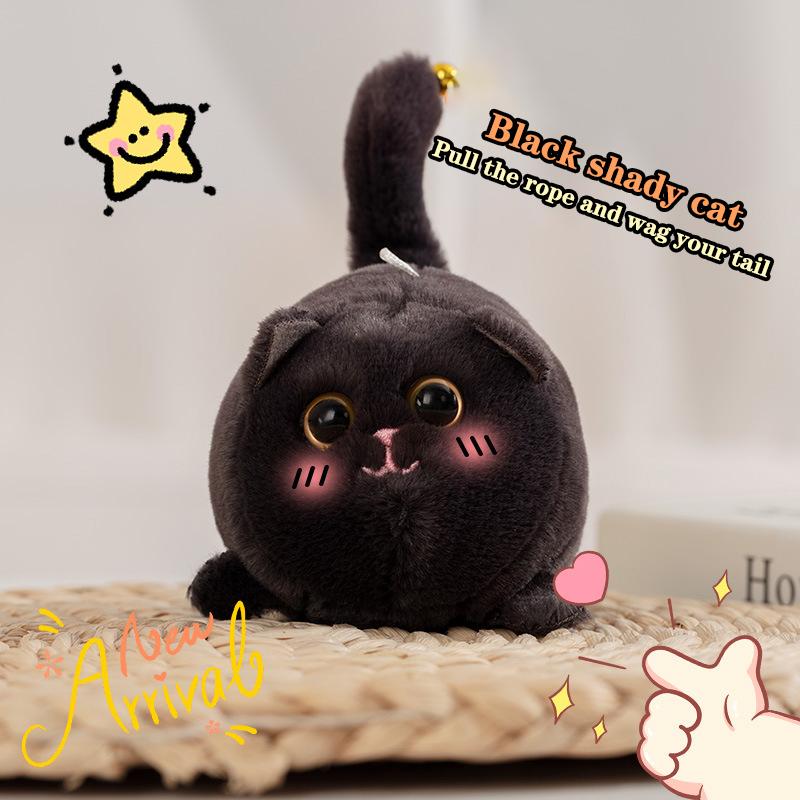 Cartoon Rotate Tail Plush Toy Cute Cat Rabbit Plush Toy Shakes Tail Pull Cord Can Move And Sound Plush Doll Pull Cord Keychain